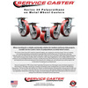 Service Caster 5 Inch Heavy Duty Red Poly on Cast Iron Rigid Caster with Ball Bearing SCC SCC-35R520-PUB-RS